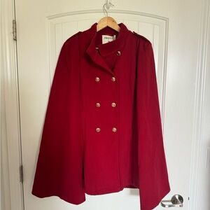 Allegra K Red Double-Breasted Red Cape Coat Size Small NWT